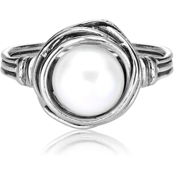Women's 925 Sterling Silver Nickel and Lead-Free Fresh Water Pearl Ring - Picture 10 of 15
